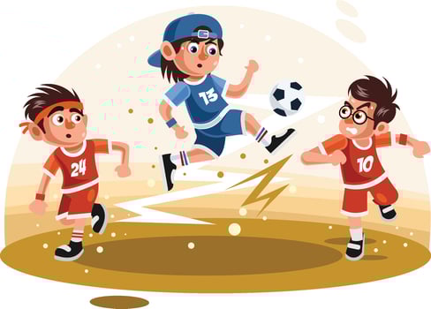Kids Playing Football Illustration vector