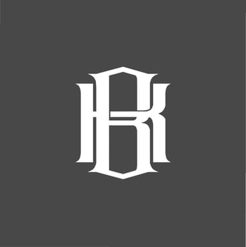 Monogram logo a combination of the letters b and k or the letters k and b vector