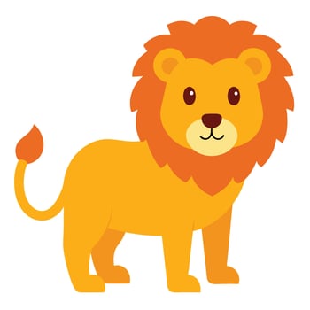 Baby Lion Funny friendly greeting lion for kids and children, African humorous safari animal mascot Minimalist, illustration, minimalist art, illustration, vector