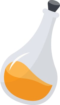 Magic Bottle Potion with Liquid. Isolated on White Background. Illustration in Cartoon Design Concept. vector