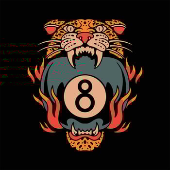 wild billiard tattoo design vector