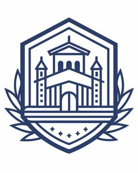 blue monoline leaf at side with institute logo vector