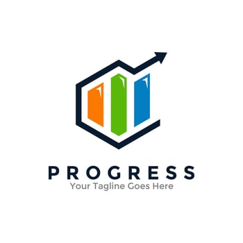 Progress Logo Template Design. Business marketing finance logo. illustration of arrow up sign for growth and success concept. vector