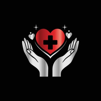 Medical logo template with caduceus and heart. illustration. vector