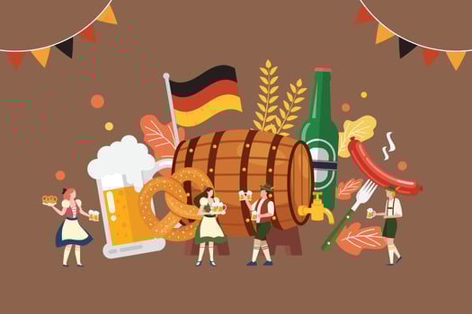 Happy Oktoberfest Party Festival with Tiny people vector