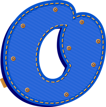Letter O, Blue Jean with Buttons Alphabet png