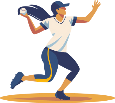 illustration of woman throwing a baseball png