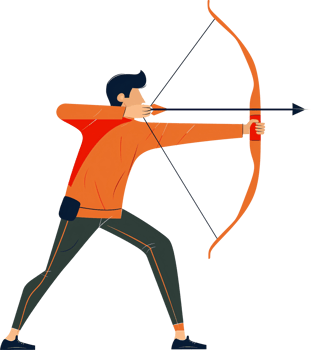 illustration of archery man with bow and arrow png