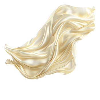 White golden flying fabric isolated on transparent background png