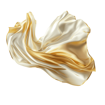 White golden flying fabric isolated on transparent background png