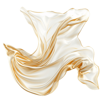 White golden flying fabric isolated on transparent background png