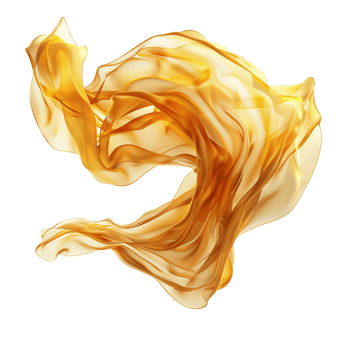 Golden flying fabric isolated on transparent background png