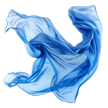 Blue flying fabric isolated on transparent background png