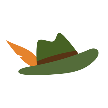 Green oktoberfest hat with feather png