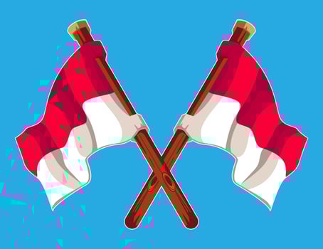Two Crossed Indonesian Flags on a Blue Background Happy Indonesian Independence Day vector