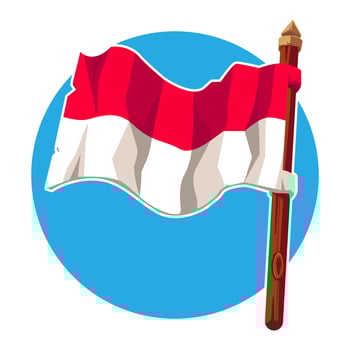 Indonesian Flag Flying on a Wooden Pole Symbol of Happy Indonesian Independence Day vector