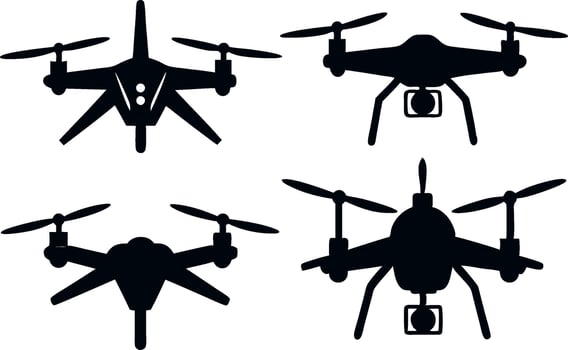 Flying Drone Silhouette illustration vector
