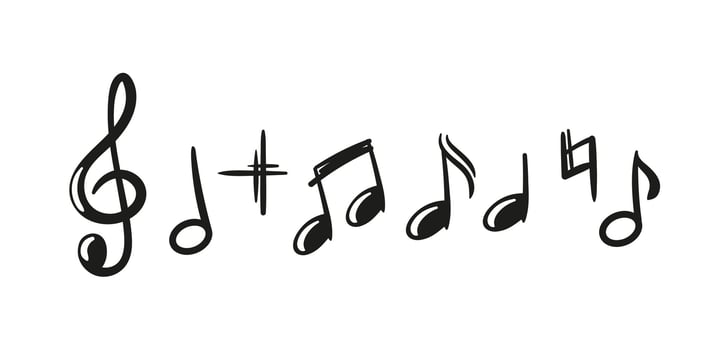 Music note set. Musical sound, symbols, melody concept. sketch drawing. vector