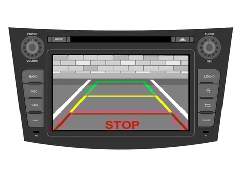 car multimedia with touchscreen illustration flat style isolated on white background vector