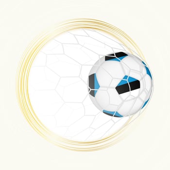Football emblem with football ball with flag of Estonia in net, scoring goal for Estonia. vector