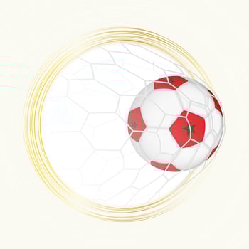Football emblem with football ball with flag of Morocco in net, scoring goal for Morocco. vector