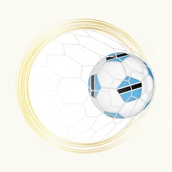 Football emblem with football ball with flag of Botswana in net, scoring goal for Botswana. vector