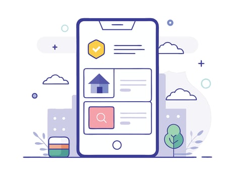 Illustration Mobile Wireframe Idea with Minimalist Design Showcasing Various UI Elements vector