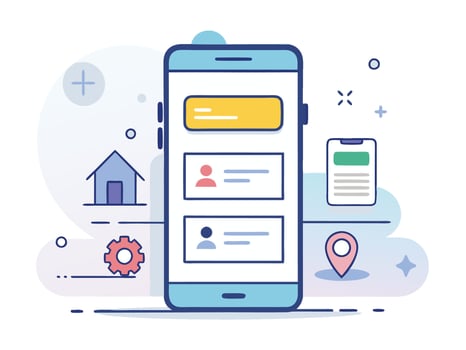 Illustration Mobile Wireframe Idea with Minimalist Design Showcasing Various UI Elements vector