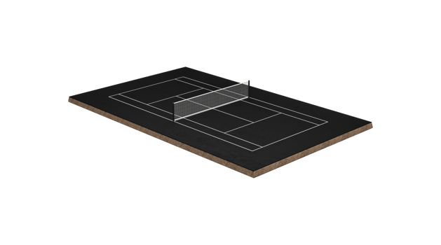 3D Tennis Court Made Of Black Asphalt And White Lines Marking Boundaries With Net 3D Illustration png