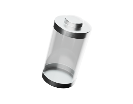 3d Abstract Transparent Empty Glass Battery With Metal Caps 3d Illustration png