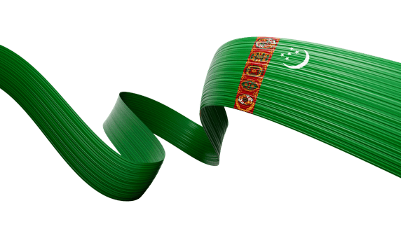 3d Flag Of Turkmenistan 3d Shiny Waving Ribbon Flag 3d Illustration png