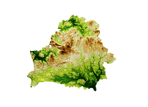 Belarus Map Shaded relief Color Height map 3d illustration png
