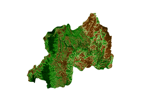 Rwanda Topographic Map 3d realistic map Color 3d illustration png