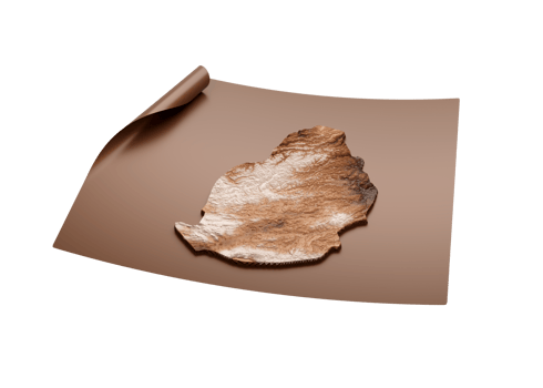 Map Of Mauritius Old Style Brown On Unrolled Map Paper Sheet 3d Illustration png