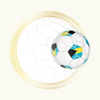 Football emblem with football ball with flag of The Bahamas in net, scoring goal for The Bahamas. vector