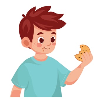 kids eating cookies cartoon vector