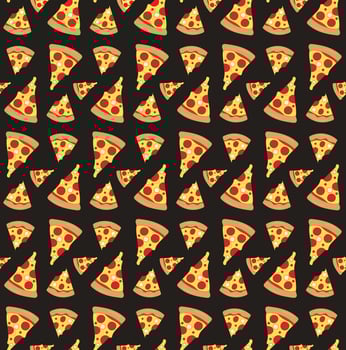 Flat design pizza slices on black background vector