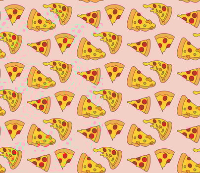 Flat design pizza slices on pink background vector