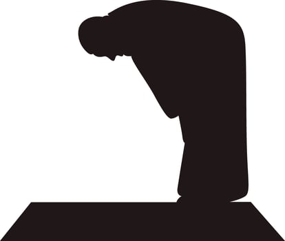 Muslim Prayer Silhouette. Isolated Illustration with Simple Design. vector