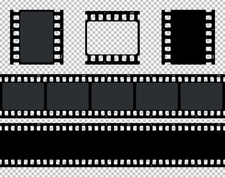 Realistic movie film strip set. Film strip template. Cinema and filmmaking concept vector