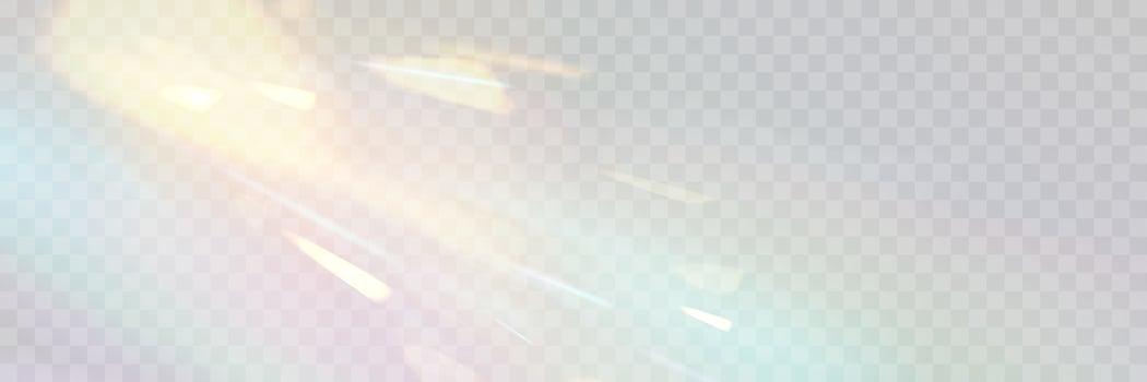 Blurred rainbow refraction overlay effect. Light lens prism effect. Holographic reflection, crystal flare leak shadow overlay. vector