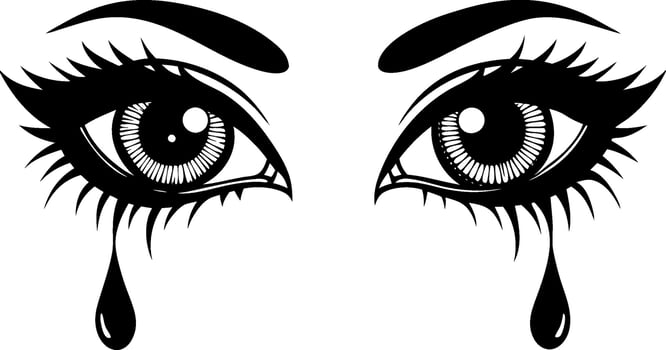 eyes with tears silhouette vector