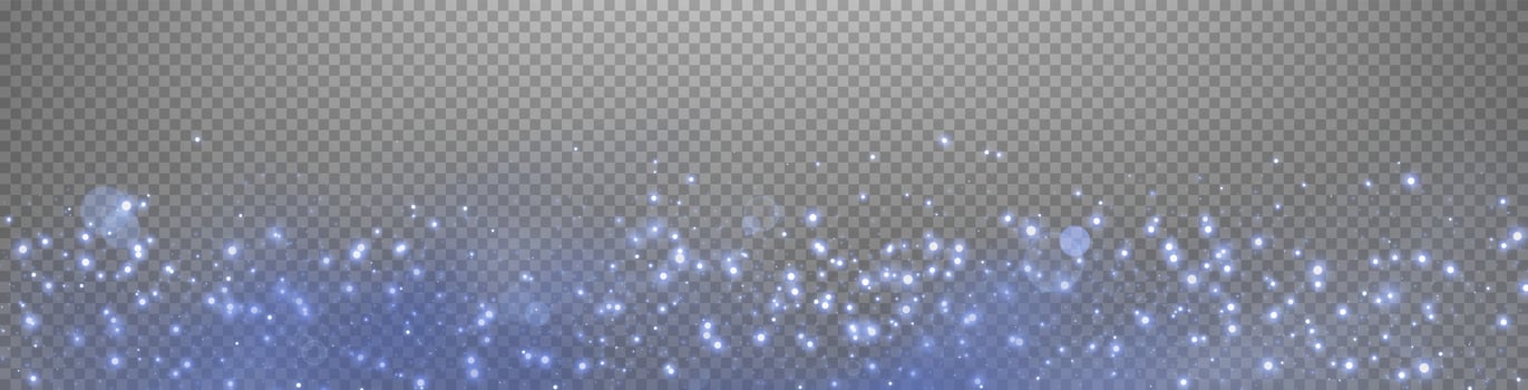 Blue glittering dots, particles, stars magic sparks. Glow flare light effect. Blue luminous points. vector