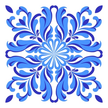 Mediterranean blue and white ceramic tile design. vector