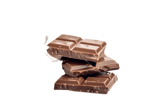 Rich chocolate bars accompanied by a creamy milk splash stand out in stark contrast png