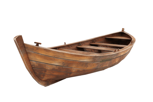 a wooden boat on a transparent background png