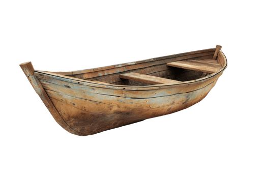 a wooden boat on a transparent background png