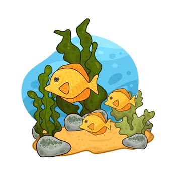 Illustration of seaweed and fish vector