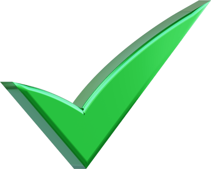 A green check mark. The check mark is a symbol of approval or satisfaction. png