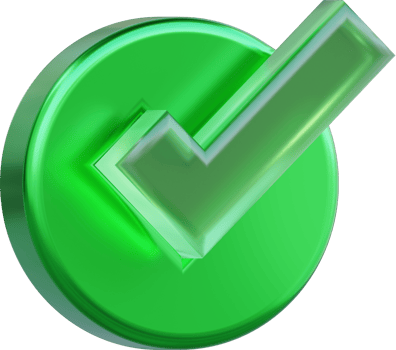 A green check mark. The check mark is a symbol of approval or satisfaction. png